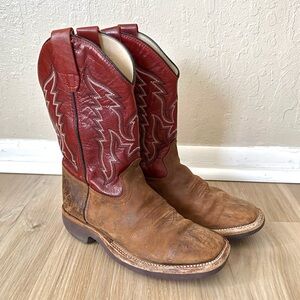 Cody James Two Tone Leather Square Toe Pull On Western Boots Boy’s Size 2.0-D